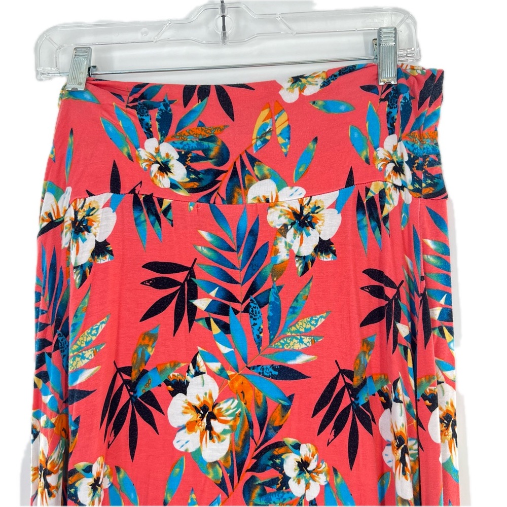 LOVEAPPELLA Deanne Knit Maxi Skirt Coral Tropical Floral Print Size XL - Picture 12 of 16
